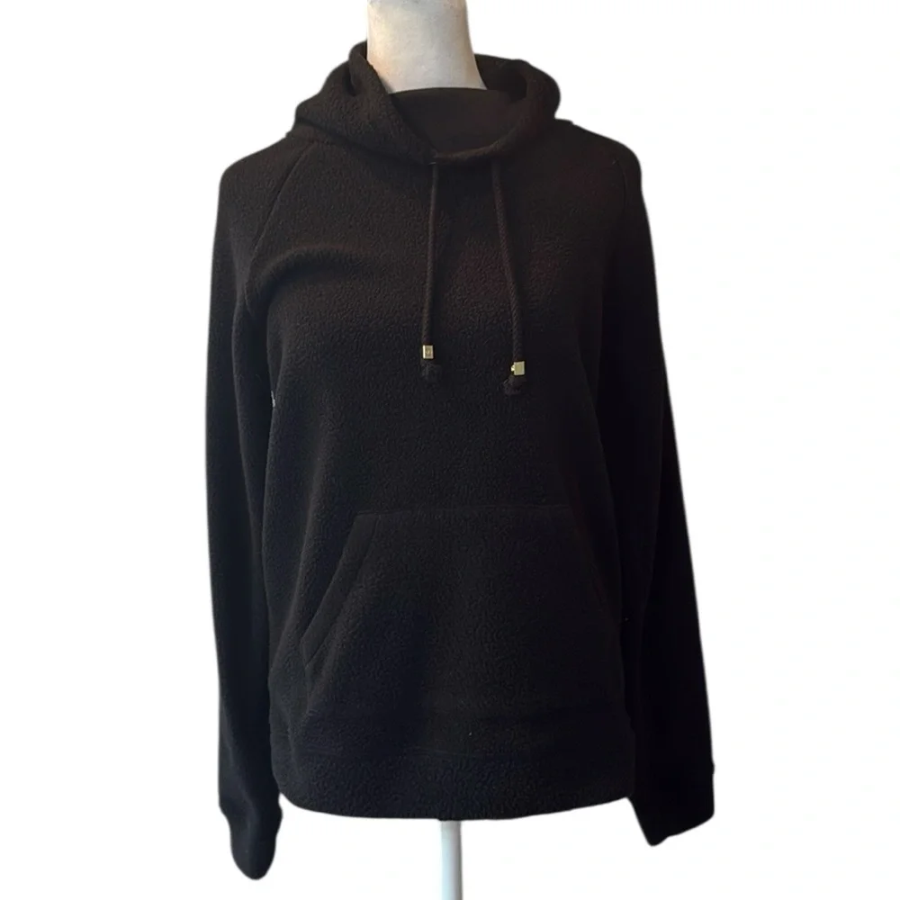 Michael Kors Fleece Pullover Cowl Neck Sweatshirt Black‎ XS NWT